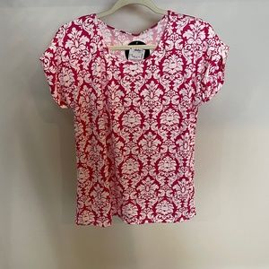 Rene Ricci Blouse paisley Round Neckline Short Sleeve L